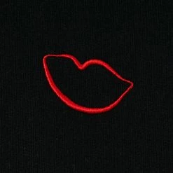 Lulu Guinness Timeless Black BLACK EMBROIDRED LIP SAMI SWEATSHIRT