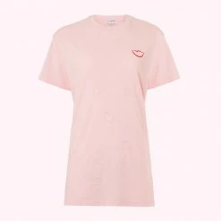 Lulu Guinness BLUSH EMBROIDERED LIP MACIE T-SHIRT