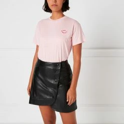 Lulu Guinness BLUSH EMBROIDERED LIP MACIE T-SHIRT
