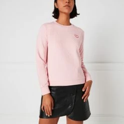 Lulu Guinness BLUSH EMBROIDRED LIP SAMI SWEATSHIRT 11 Lulu Guinness BLUSH EMBROIDRED LIP SAMI SWEATSHIRT