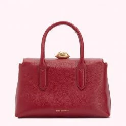 Lulu Guinness BAGS CHINA RED MEDIUM GRAINY LEATHER MADELINE HANDBAG
