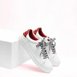 Lulu Guinness CHALK LEATHER LIPS NATASHA TRAINERS Clothing & Shoes