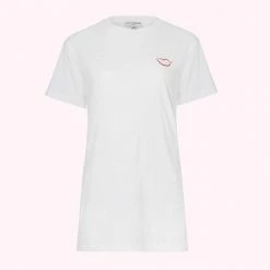 Lulu Guinness CHALK EMBROIDERED LIP MACIE T-SHIRT