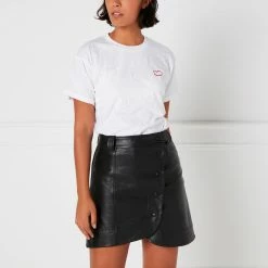 Lulu Guinness CHALK EMBROIDERED LIP MACIE T-SHIRT