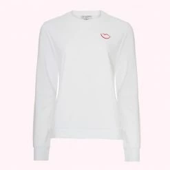Lulu Guinness Clothing & Shoes CHALK EMBROIDRED LIP SAMI SWEATSHIRT