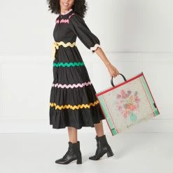 Lulu Guinness BAGS GREEN TULIP FEVER FREIDA MESH TOTE BAG