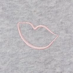 Lulu Guinness Clothing & Shoes GREY EMBROIDRED LIP SAMI SWEATSHIRT