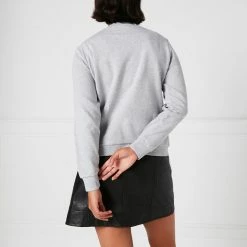 Lulu Guinness Clothing & Shoes GREY EMBROIDRED LIP SAMI SWEATSHIRT