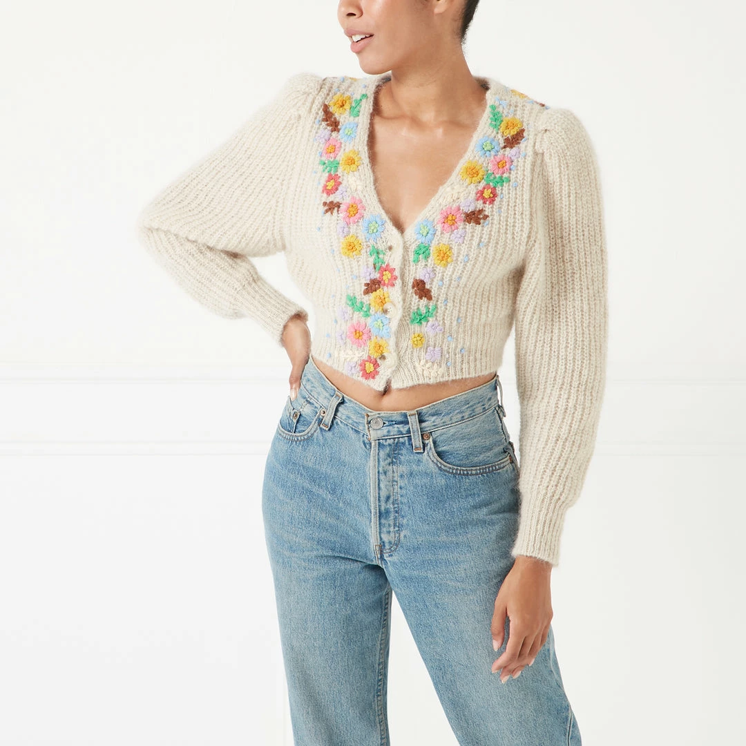 Lulu Guinness OYSTER CELIA B REDWOOD KNITTED CARDIGAN 3 Lulu Guinness OYSTER CELIA B REDWOOD KNITTED CARDIGAN