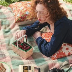 Lulu Guinness BAGS TAN SOMERSET STRAWBERRY PUNNET BASKET BAG