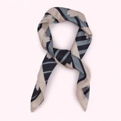 Lulu Guinness ACCESSORIES NAVY STRIPE BLOSSOM SILK TWILL SCARF